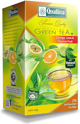 QUALITEA NATURAL GREEN TEA ORANGE -LIME-PASSION FRUIT 25 TEA BAGS