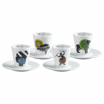 Dimello Ethiopia Cuptales - Porcelain Espresso cups with saucers